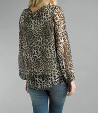 Cowl Neckline Sheer Blouse With Lining