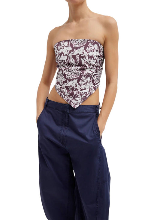 Tibi - RECYCLED NYLON BATIK STRAPLESS BANDEAU TOP