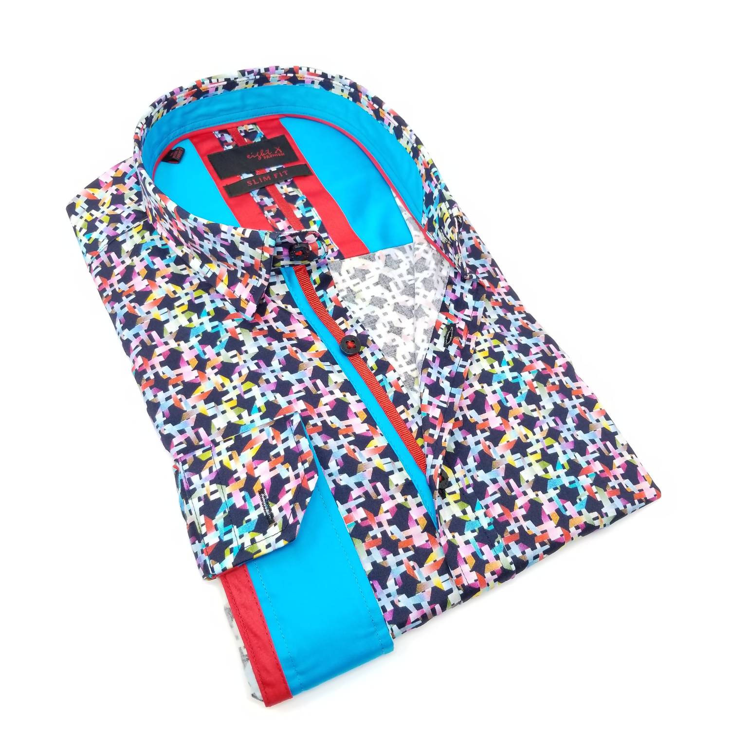 Eight X - Long Sleeve Button Down Shirt With Trim