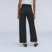 Everlane Women's The Organic Cotton Twill Wide Leg Pants in black - women's pants - detail view