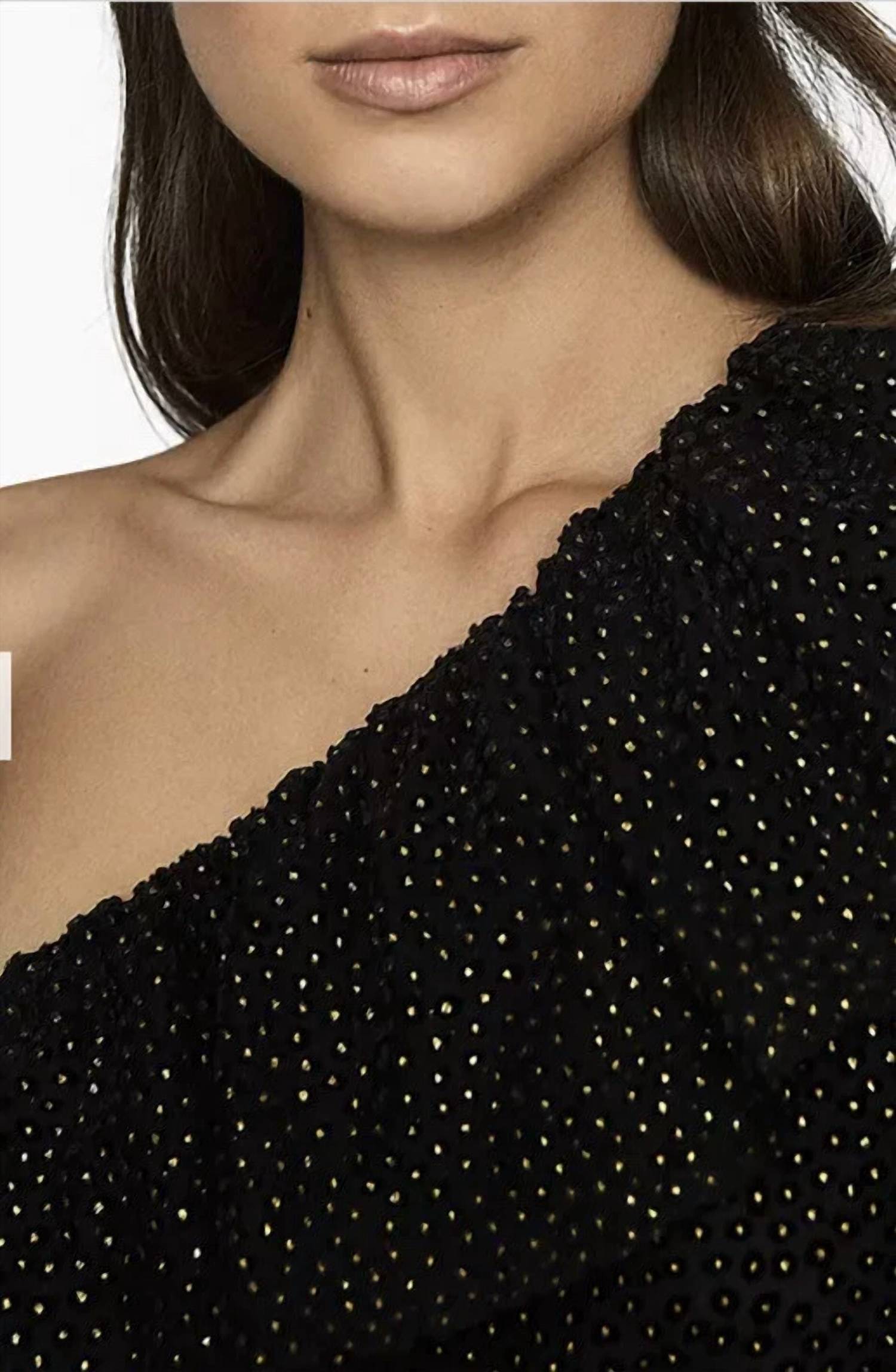 Reiss - Nora Metallic Spot Asymmetric Neck Tie Detail Top