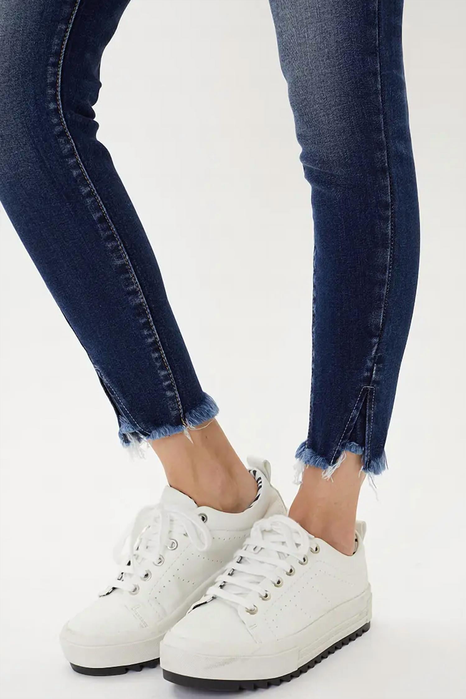 Kancan - High Rise Ankle Raw Hem Skinny Jeans