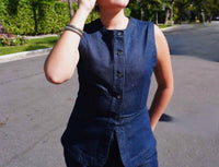Favorite Daughter Women's The Clocking In Top in top in blue denim - men's shirt - alternate view