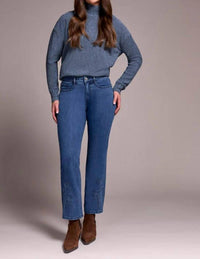 Tribal - Audrey High Rise Kick Flare Jeans With Embossed Detail