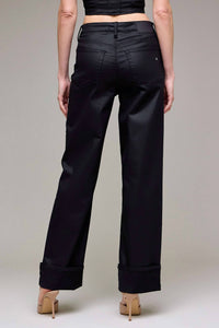 HIDDEN Cuffed Straight Jean in black coated - women's jeans - detail view