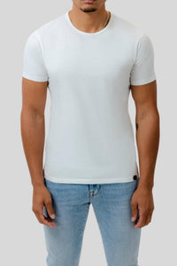 Dezman Crew Neck Split Hem Tee in white - men's t-shirt