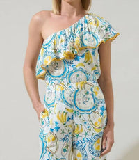 Sugarlips - Havana Banana One Shoulder Ruffle Top