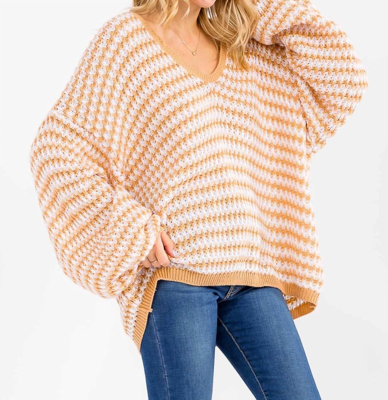 Little Secret Of Mine - Balloon Long Sleeves Stripe Sweater