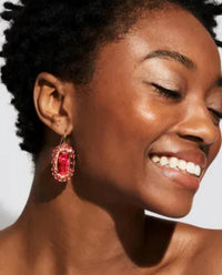 Kendra Scott Women's Elle Crystal Frame Drop Earrings in raspberry illusion - women's jewelry - detail view