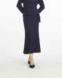 Draper James Luxe Pleated Maxi Skirt in blue - women's skirt