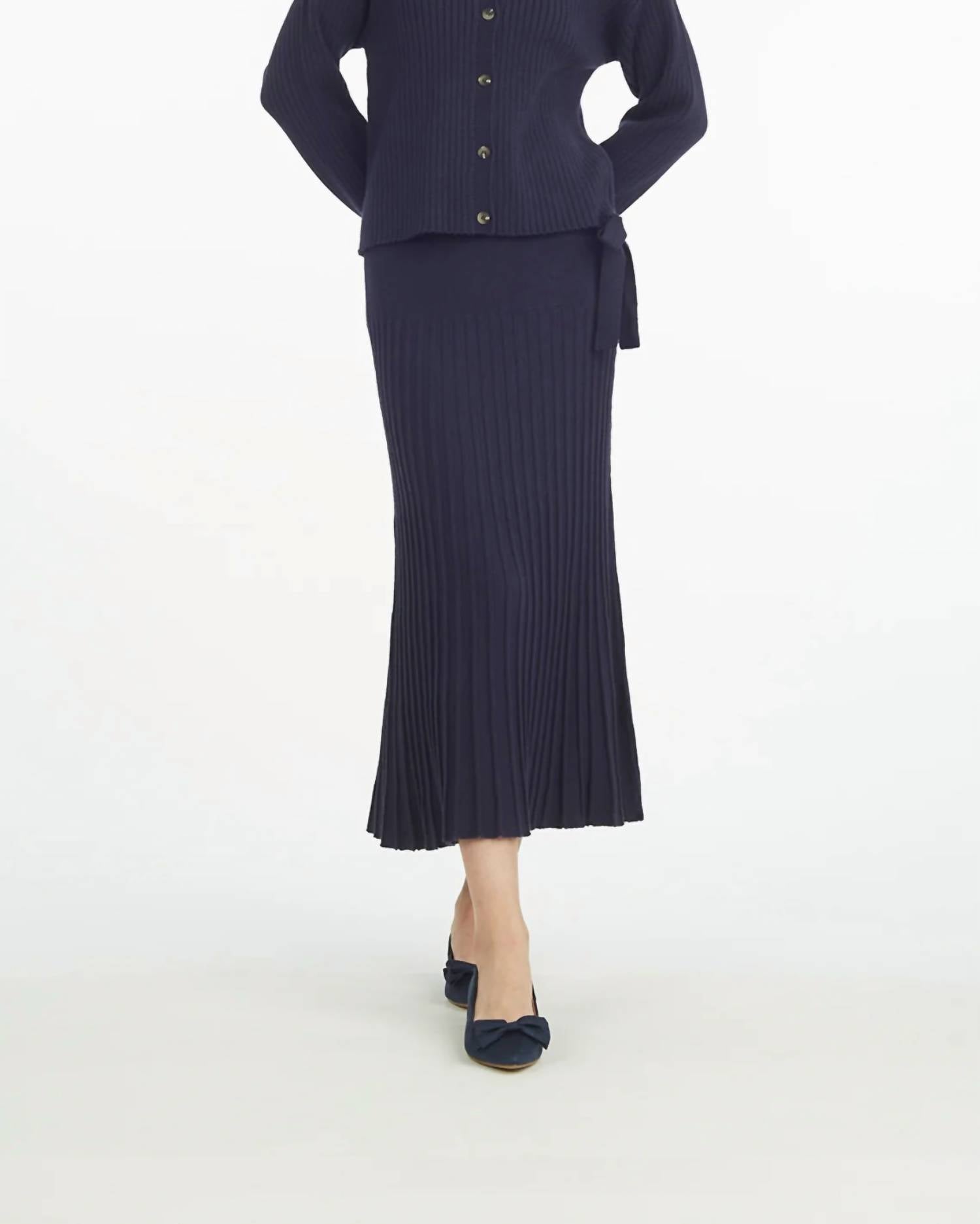 Draper James Luxe Pleated Maxi Skirt in blue - women's skirt
