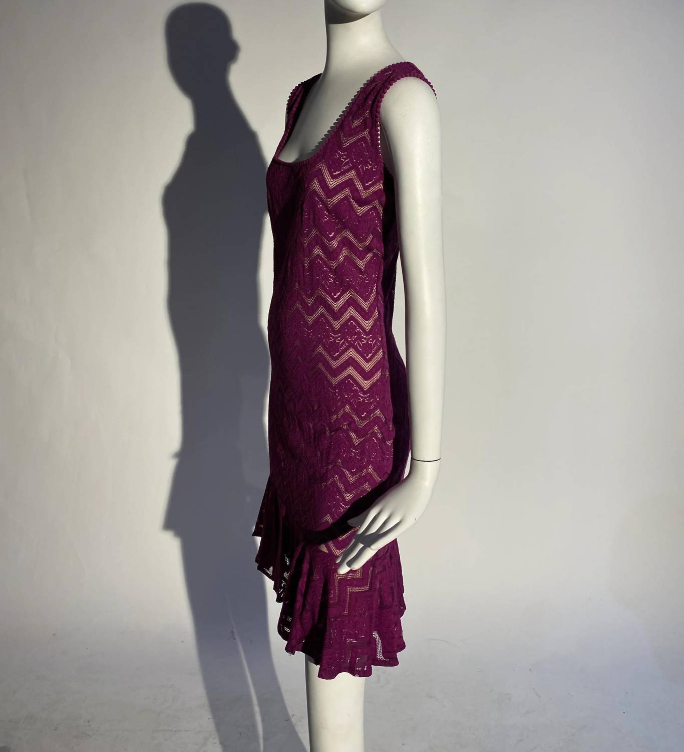 Kevan Hall - Square Neck Chevron Mini Dress