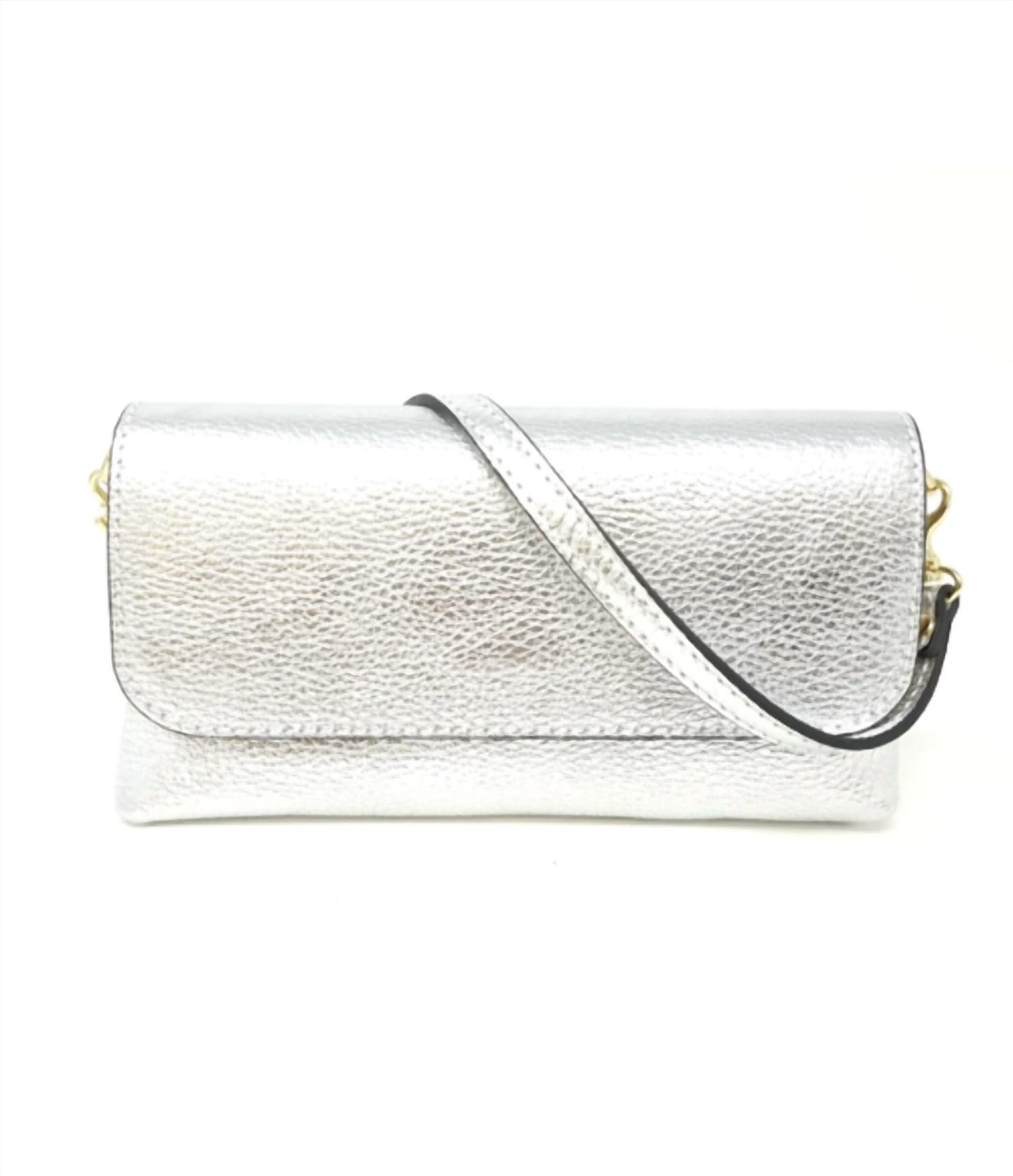 German Fuentes Women's Leather Crossbody Clutch in pewter - women's bag