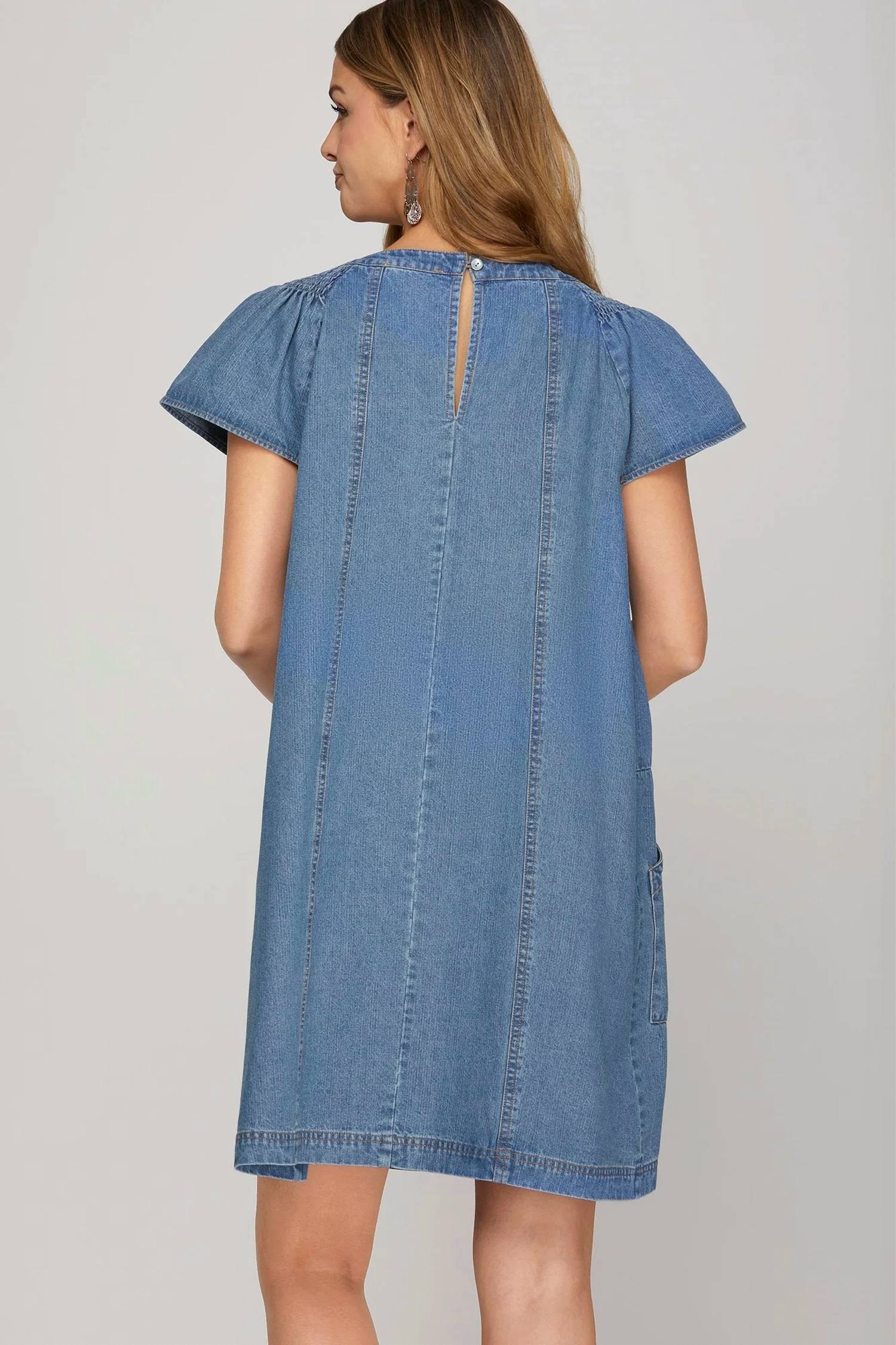 She + Sky - Short Sleeve Washed Dress