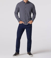Mizzen + Main City Flannel Top in nickel hayes gingham - men's long sleeve top - detail view