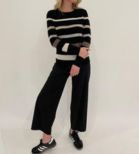 Pure Amici - Midnights Cashmere Stripe Crew Sweater