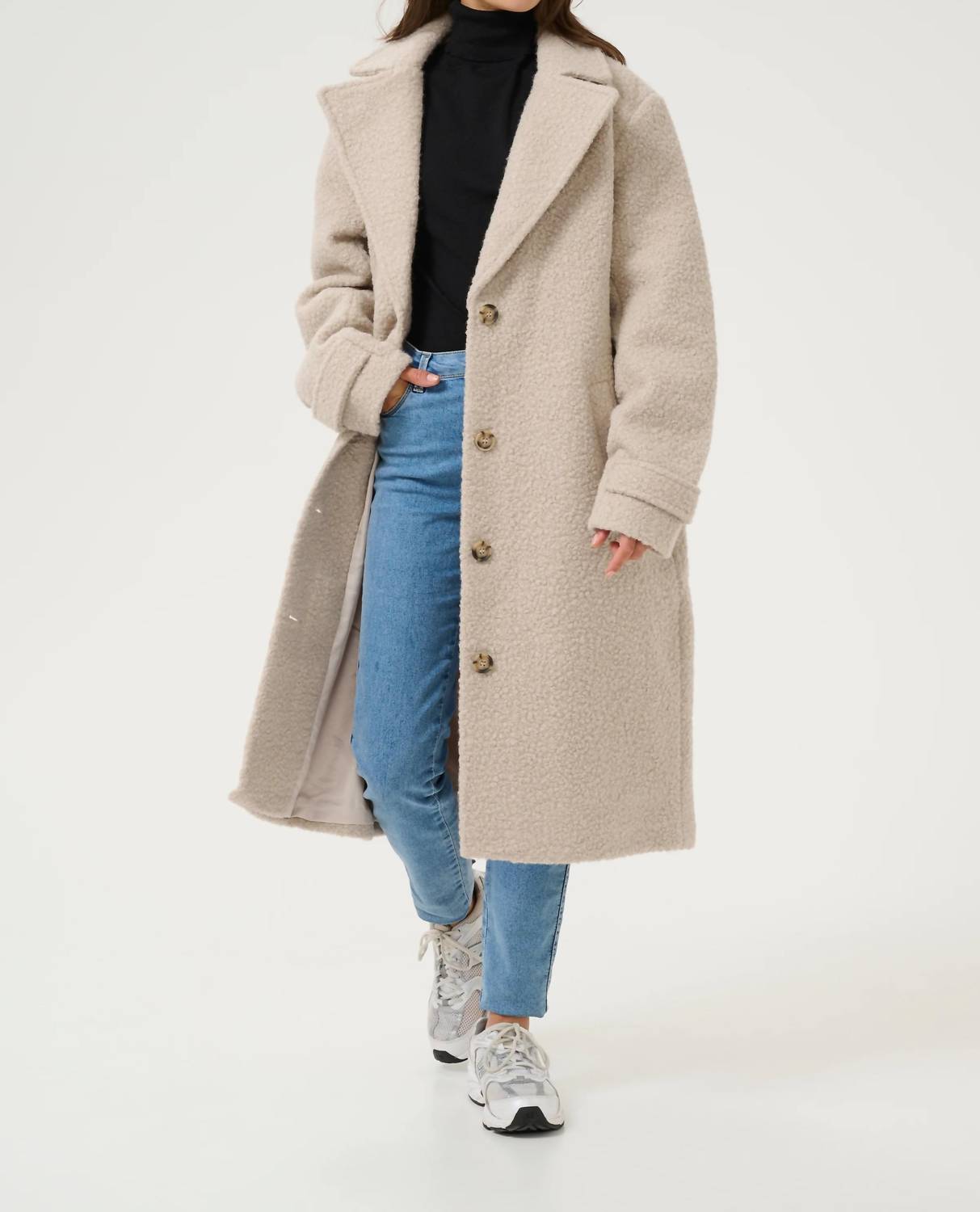 Kaffe - Kaanne Teddy Fabric Notch Lapel Coat