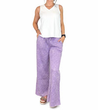 Zenana - Women's Acid Wash Fleece Palazzo Sweatpant