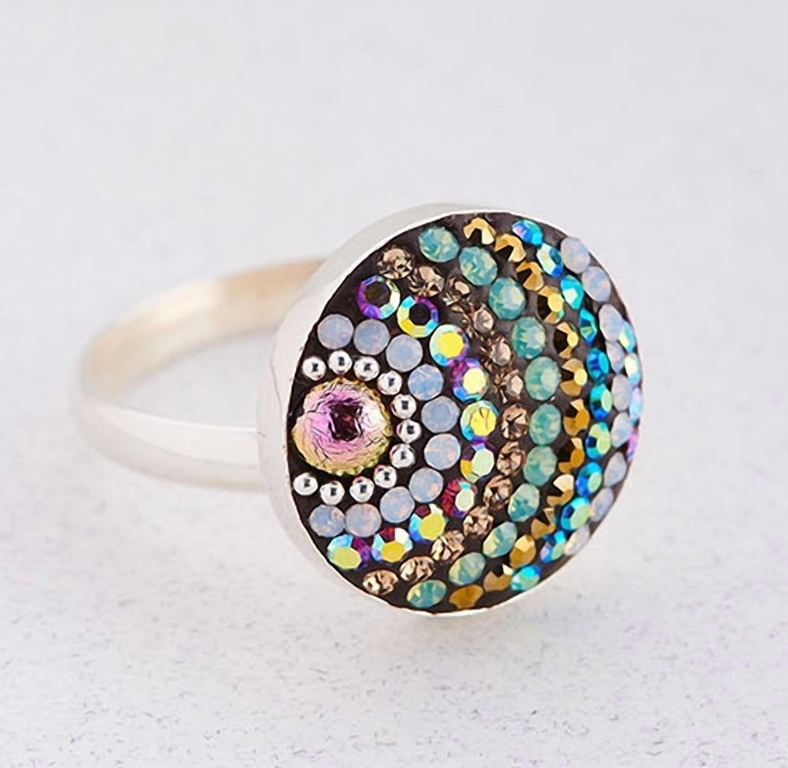 Mosaico Women's Brilliant Moon Adjustable Ring in silver - women's jewelry
