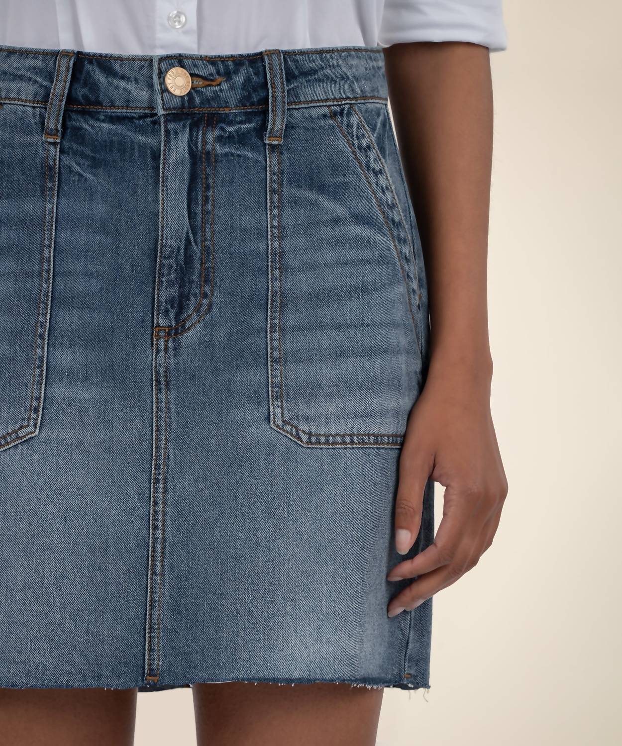 KUT FROM THE KLOTH Bristol Denim Mini Skirt in medium wash - women's skirt - alternate view