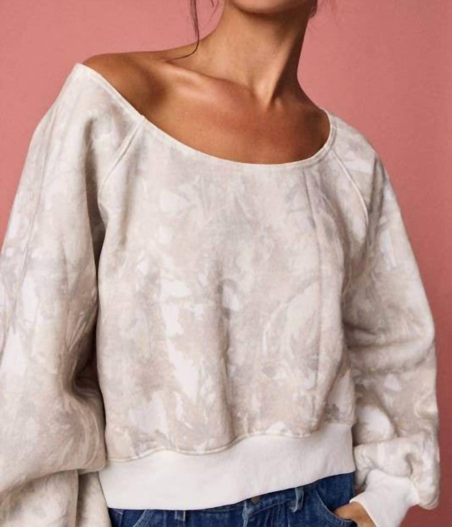 Papermoon - Nature Print Off-shoulder Long Sleeve Top