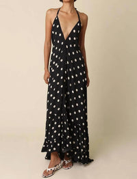 Olivaceous - Charly Polka Dot Halter Maxi Dress