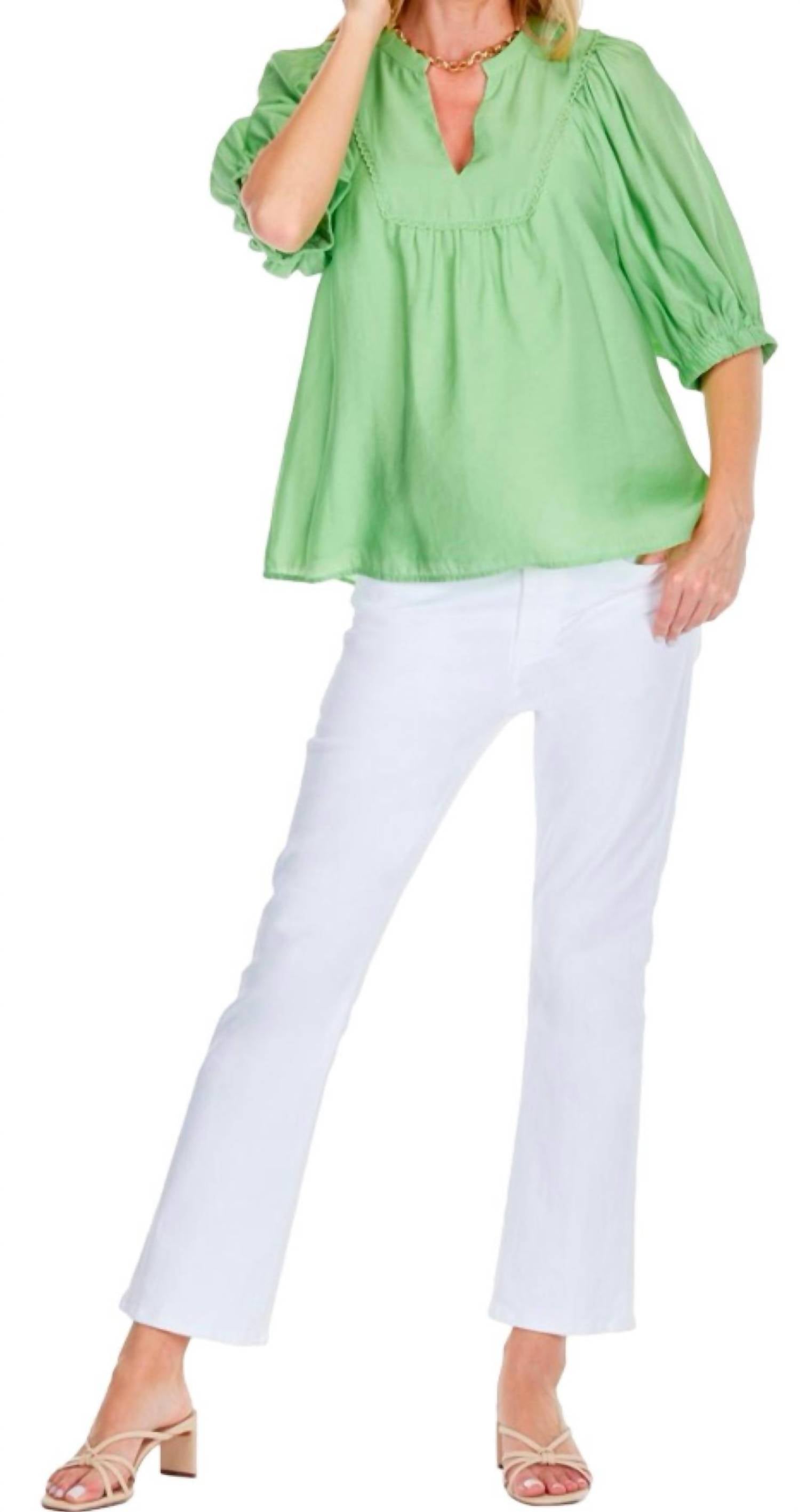 Joy Joy - Front Yoke Trimmed Top