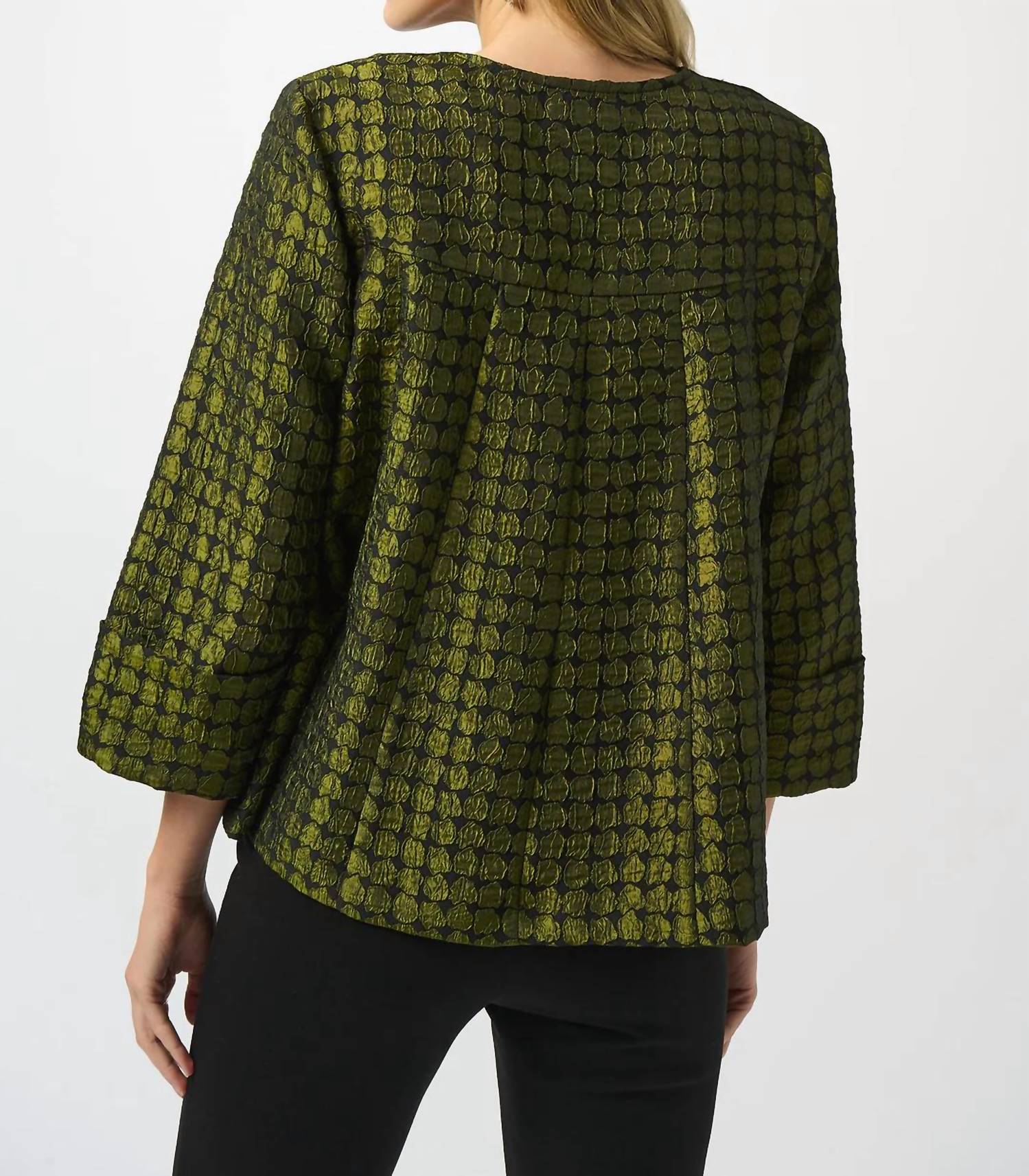 Joseph Ribkoff - Polka Dot Print Jacquard Swing Jacket