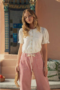 Jodifl - Peter Pan Collared Button Down Top