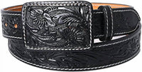 American Darling Women's Tooled Leather Western Belt in black - women's accessory