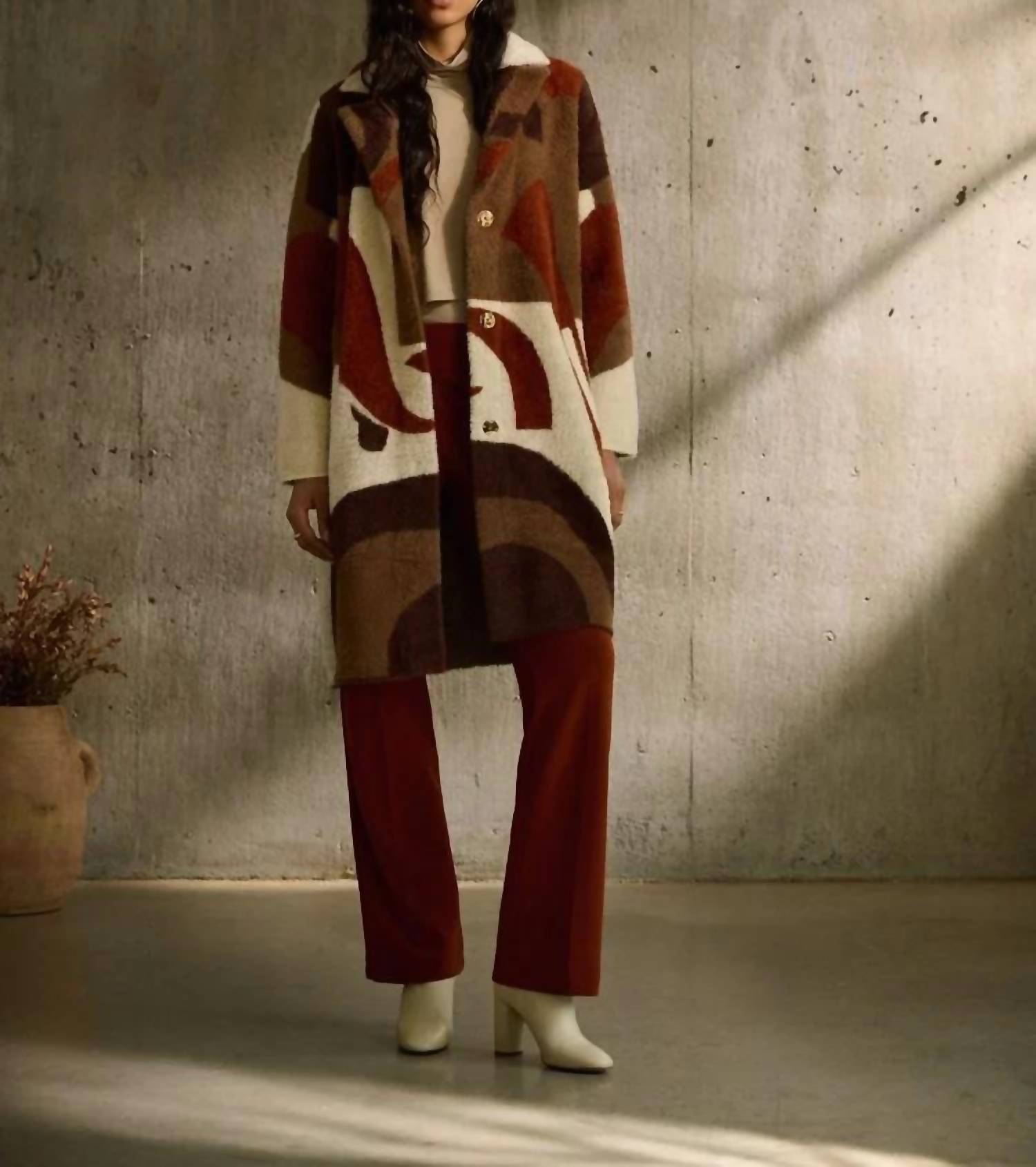 Joseph Ribkoff - Avianna Abstract Print Feather Yarn Sweater Coat