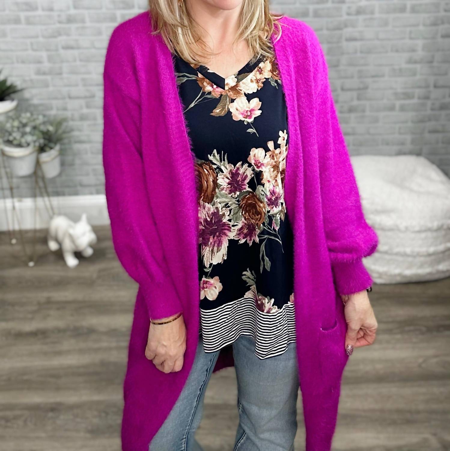 Honeyme - Floral And Stripes Top