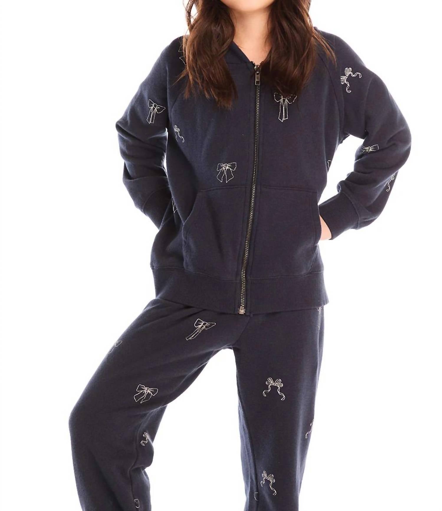 Chaser - Glitter Bows Zip Up Hoodie