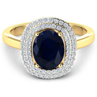 Diana M Jewels Women's Oval Natural Sapphire Fashion Ring (2.38 Ct) - Classic Plus in 14k yellow gold - women's jewelry