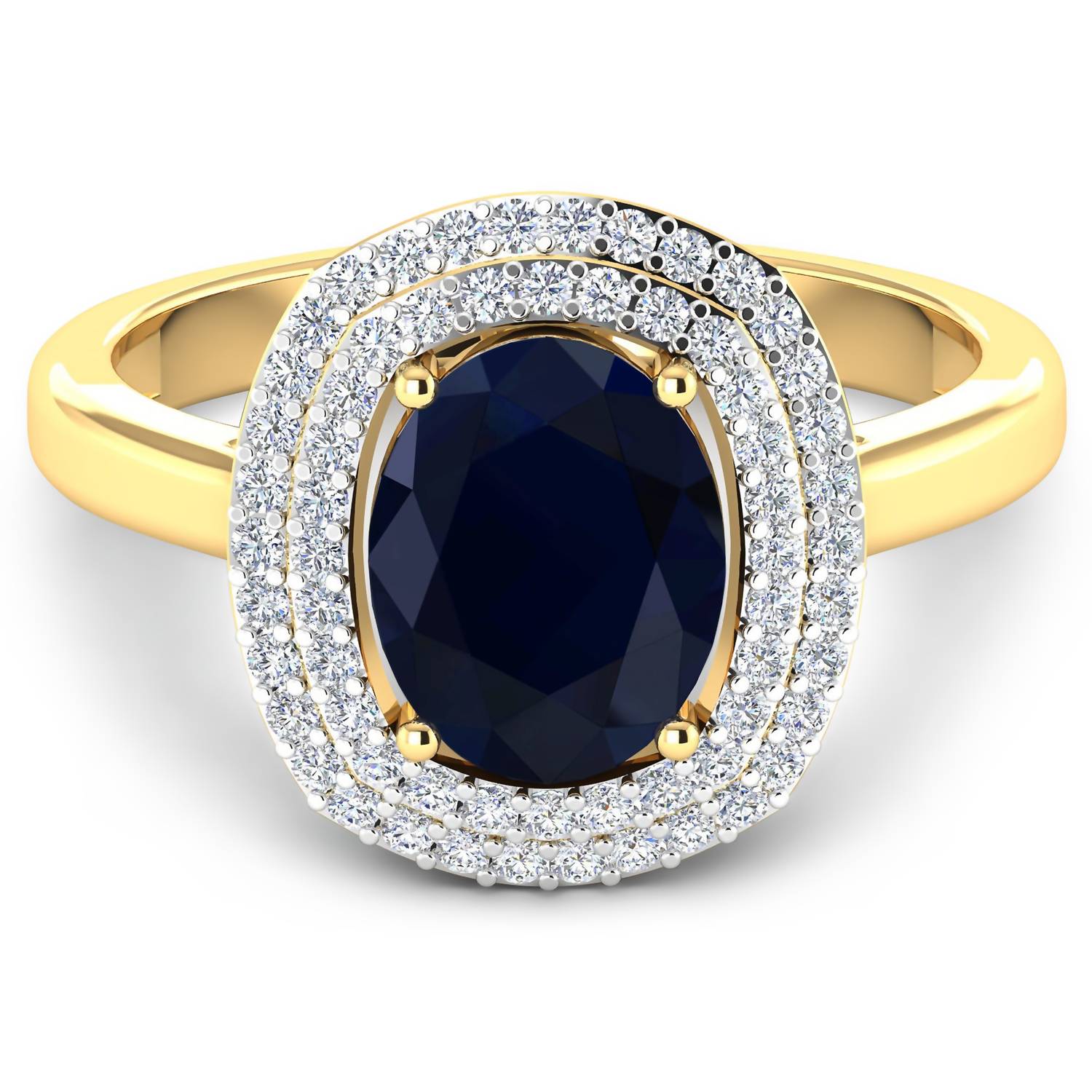 Diana M Jewels Women's Oval Natural Sapphire Fashion Ring (2.38 Ct) - Classic Plus in 14k yellow gold - women's jewelry