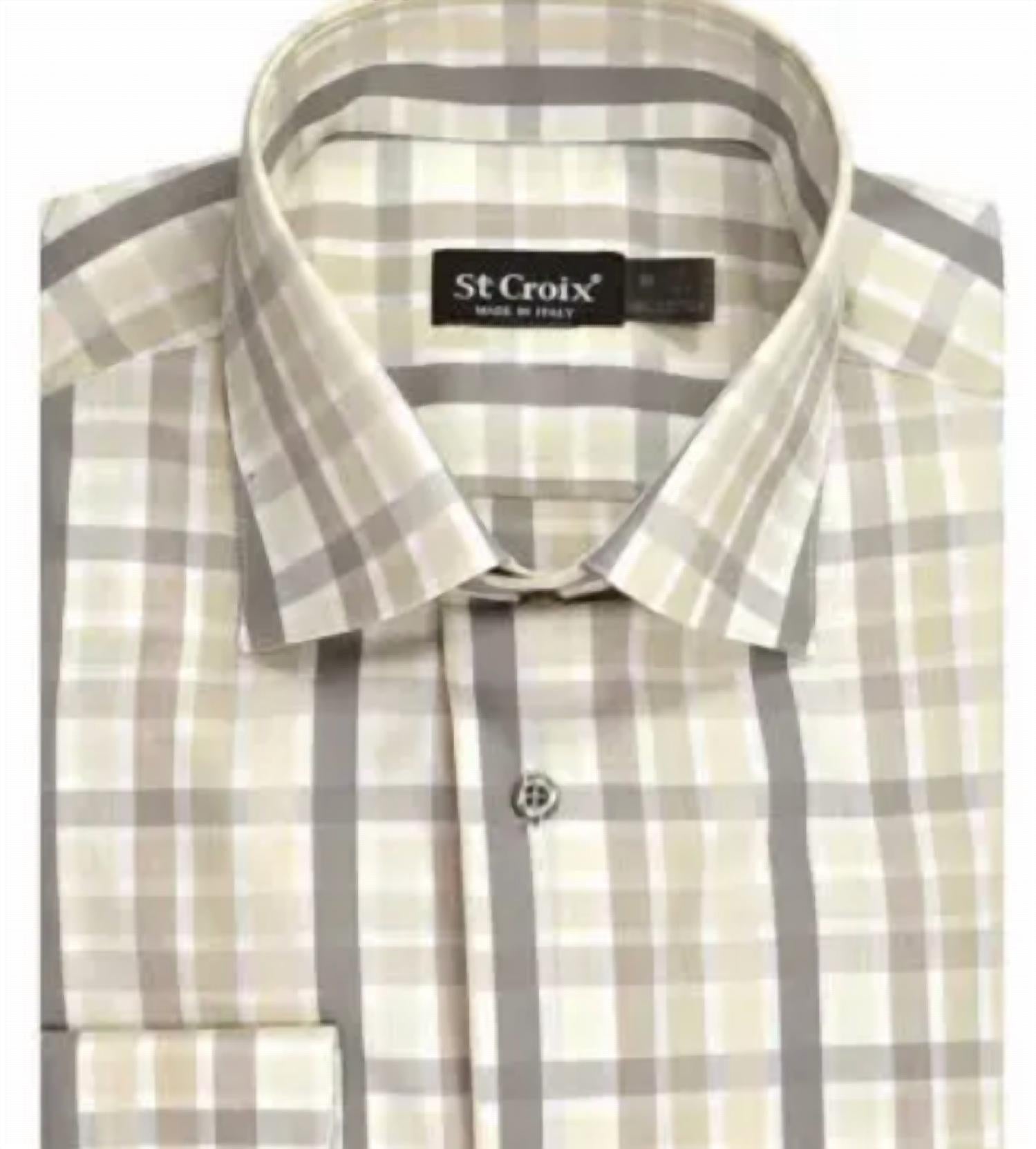 St. Croix - Men's 7101 Bone Tonal Plaid Shirt