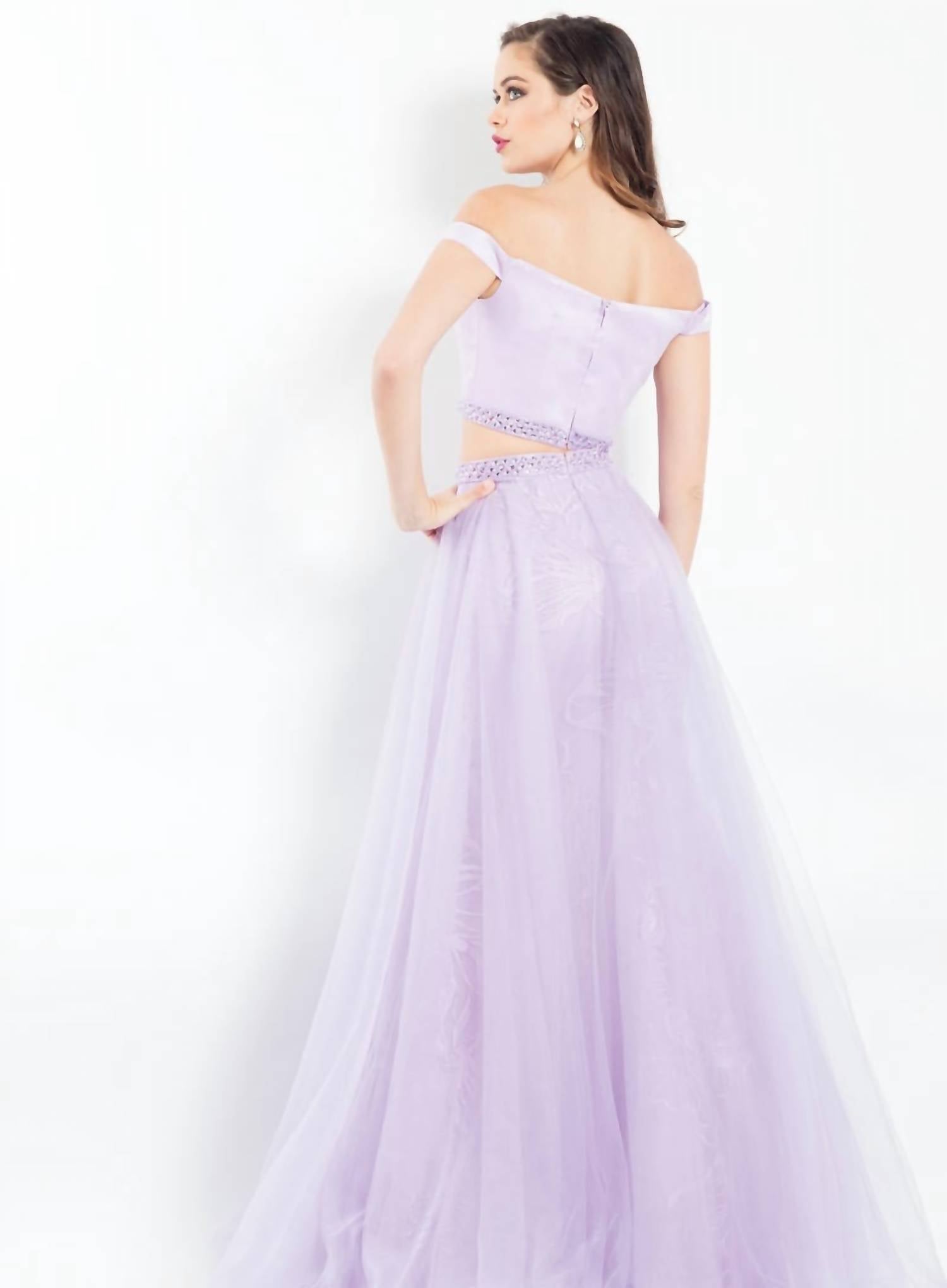 Rachel Allan - Two-piece Off Shoulder Gown With Overskirt