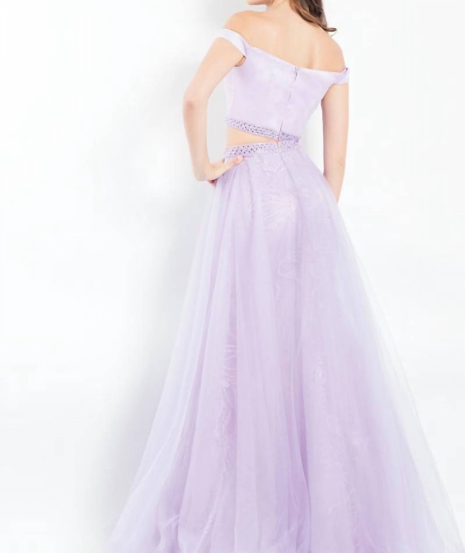 Rachel Allan - Two-piece Off Shoulder Gown With Overskirt