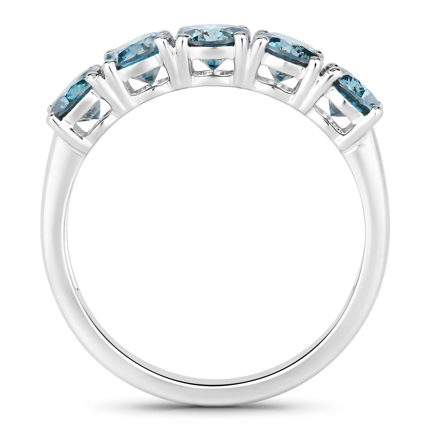 Diana M Jewels Women's Round Natural Blue Diamond Fashion Ring (1.22 Ct) - Petite in 14k white gold - women's jewelry - detail view