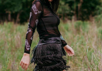 Merigold Kiss - Women's Django Mesh Top With Rhinestone Boot Embellishments