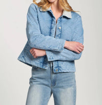 11 Uptown - Sherpa Collar Denim Jacket
