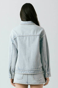 Blanknyc - Tiebreaker Pearl Trim Denim Jacket