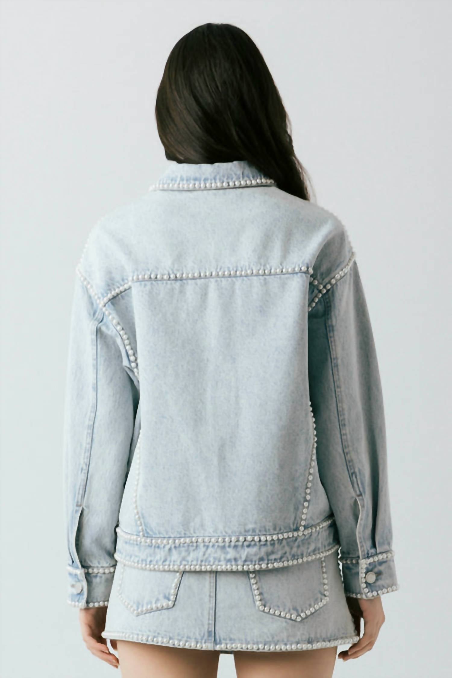 Blanknyc - Tiebreaker Pearl Trim Denim Jacket
