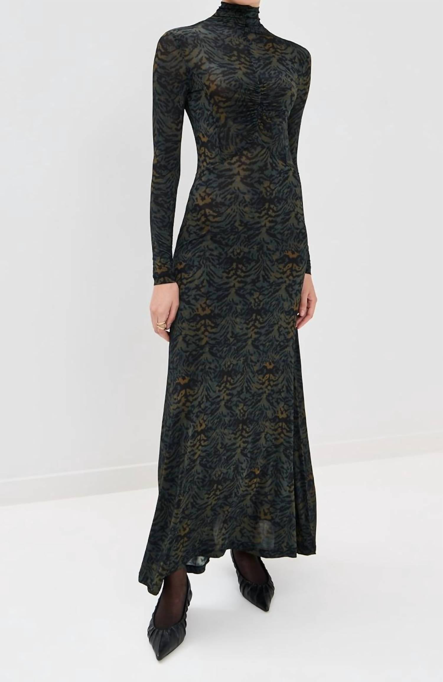 Ulla Johnson - Koa Jersey Ruched Front Turtleneck Dress