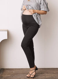 Angel Maternity Maternity Straight Cut Ponti Work Pants in black - women's pants - alternate view