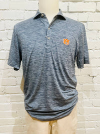 JOHNNIE-O Auburn Huron Polo in heather grey - men's shirt - detail view