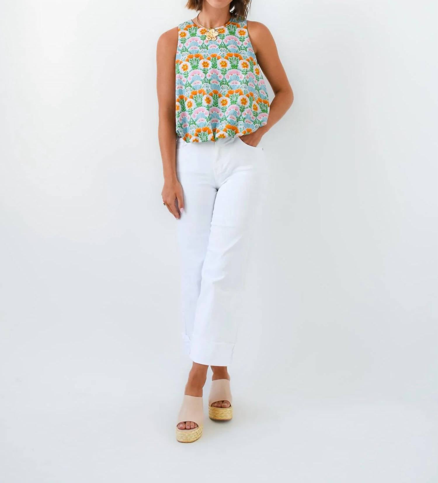 Adrienne - Bloom There It Is Bubble Hem Top