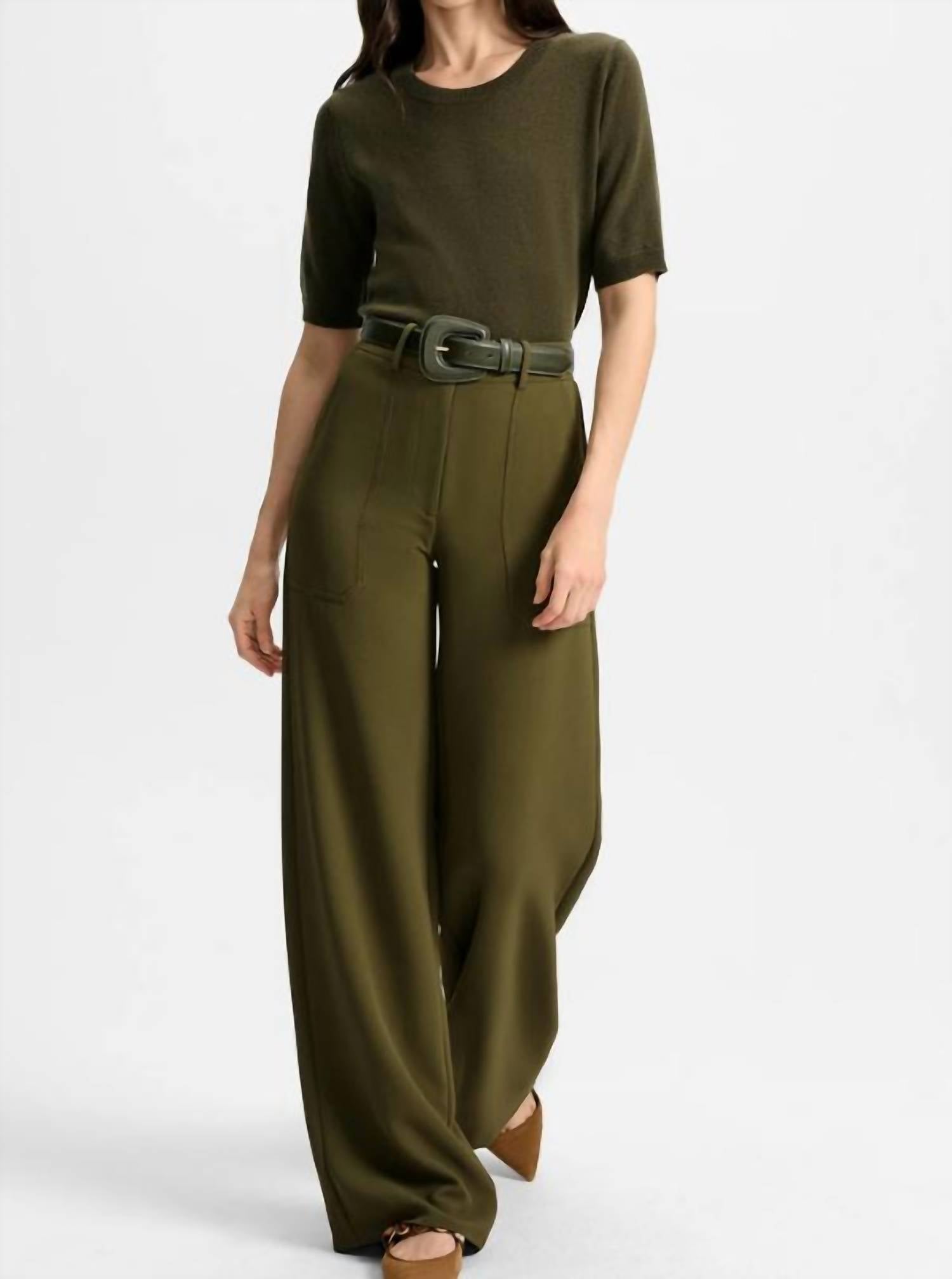 Veronica Beard Women's Elsy Belt in cypress - women's accessory - detail view