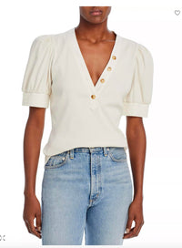 Derek Lam 10 Crosby - Heather V-Neck Puff Sleeve Top