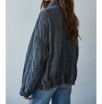 By Together - Long Sleeve Quilted Knit Mineral Washed Jacket